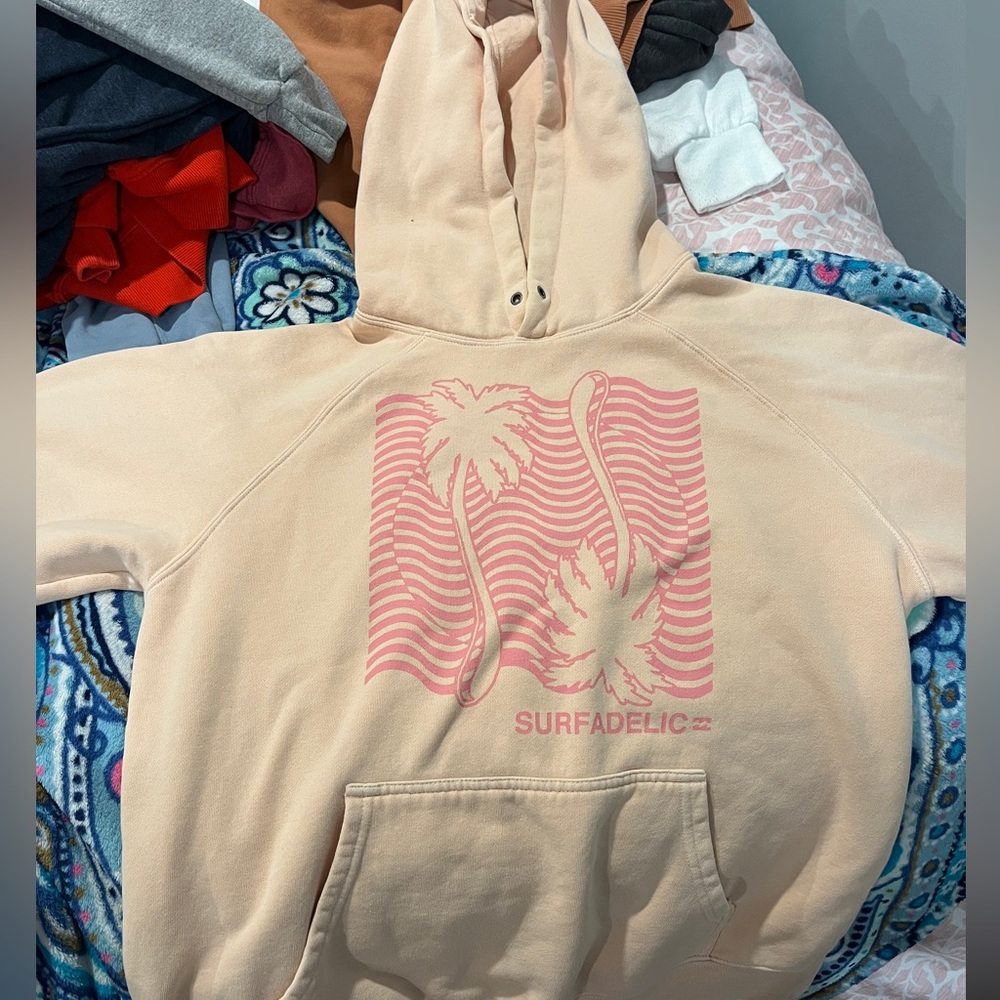 Creamish-pink and pink Billabong Hoodie